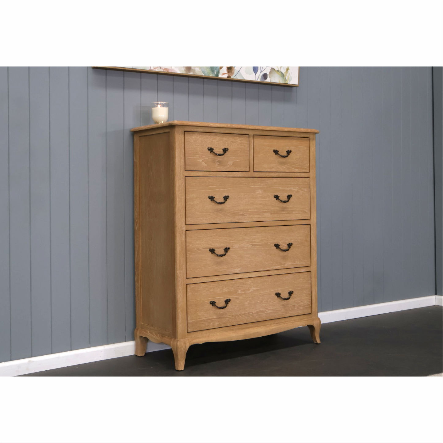 FAIRFAX SOLID OAK KING BEDROOM SUITE - KING BED + TALLBOY + 2 X BEDSIDE TABLES