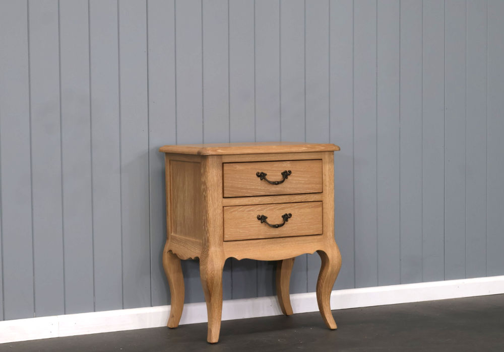 FAIRFAX SOLID RUSTIC OAK 2-DRAWER BEDSIDE TABLE NATURAL - MyChocolateWood