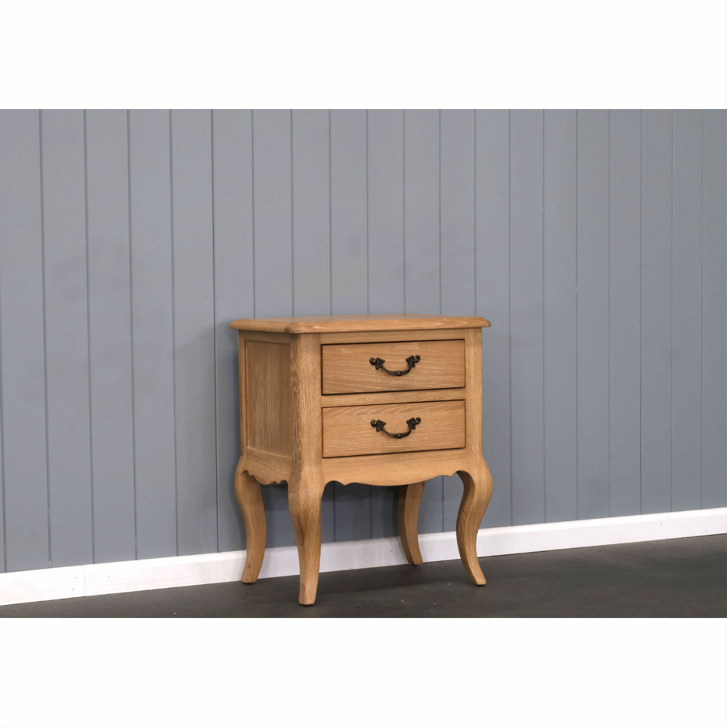 FAIRFAX SOLID RUSTIC OAK 2-DRAWER BEDSIDE TABLE NATURAL
