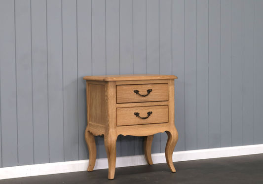 FAIRFAX SOLID RUSTIC OAK 2-DRAWER BEDSIDE TABLE NATURAL - MyChocolateWood