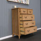 FAIRFAX SOLID RUSTIC OAK 5-DRAWER TALLBOY/ 5 DRAWER CHEST OF DRAWERS - MyChocolateWood