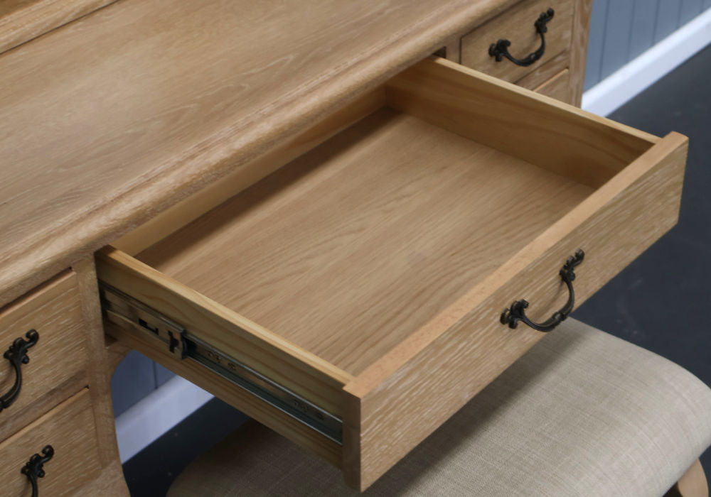 FAIRFAX SOLID RUSTIC OAK DRESSING TABLE & MIRROR NATURAL - MyChocolateWood