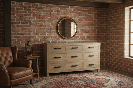 FAIRMONT BUFFET IN RECYCLED ELM 3 DOORS & 3 DRAWERS - MyChocolateWood