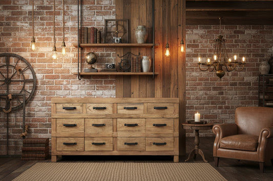 FAIRMONT BUFFET RECYCLED ELM 4 DOORS & 4 DRAWERS - MyChocolateWood