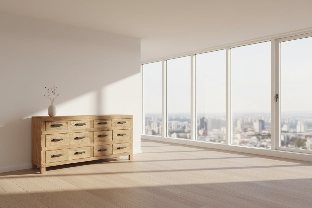 FAIRMONT BUFFET RECYCLED ELM 4 DOORS & 4 DRAWERS - MyChocolateWood