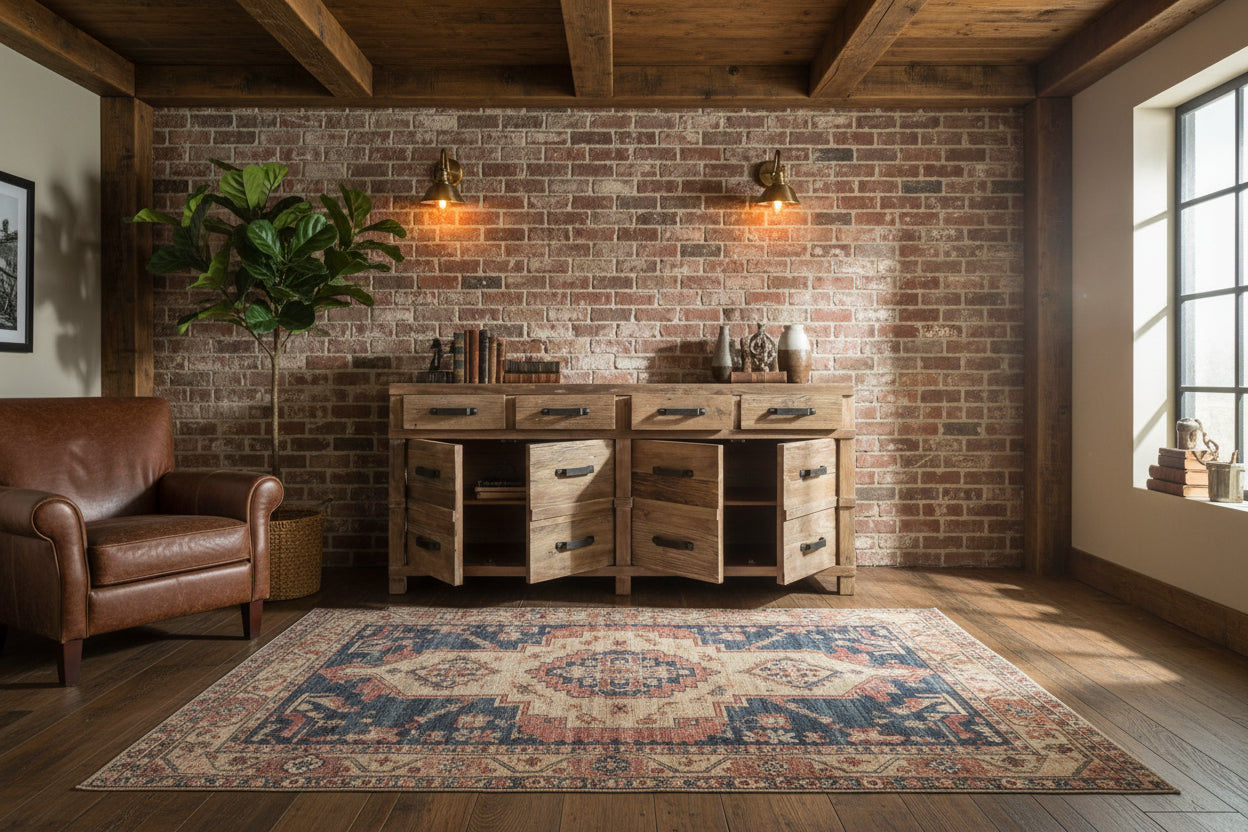 FAIRMONT BUFFET RECYCLED ELM 4 DOORS & 4 DRAWERS - MyChocolateWood