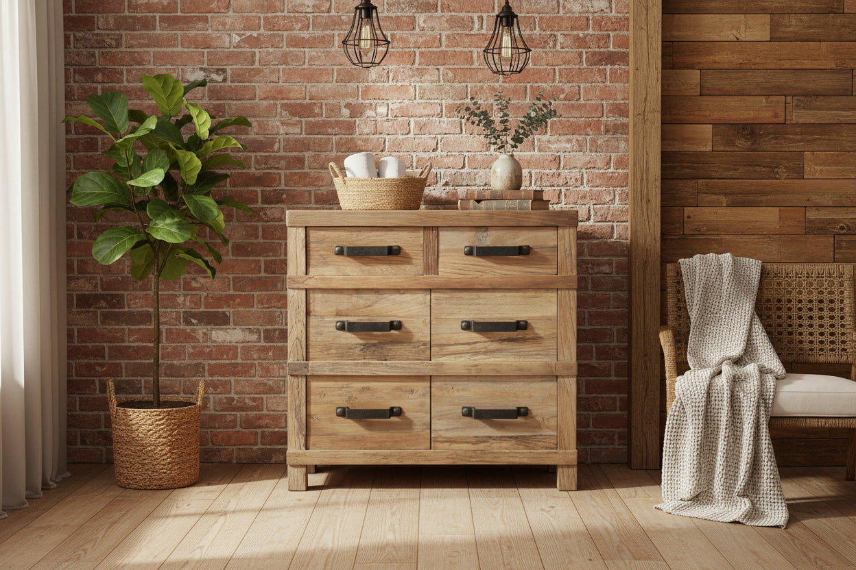 FAIRMONT RECYCLED ELM INDUSTRIAL BUFFET 2 DOORS 2 DRAWERS - MyChocolateWood