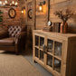 FAIRMONT RECYCLED ELM SIDEBOARD/BUFFET W/GLASS DOORS 1.1M VINTAGEINDUSTRIAL - MyChocolateWood