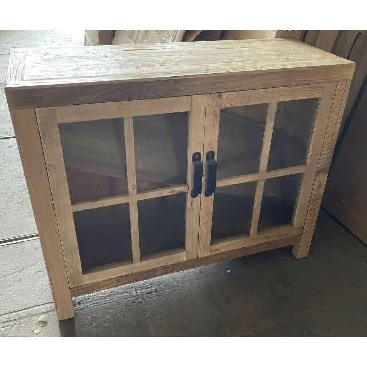 FAIRMONT RECYCLED ELM SIDEBOARD/BUFFET W/GLASS DOORS 1.1M VINTAGEINDUSTRIAL