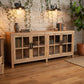 FAIRMONT RECYCLED ELM SIDEBOARD/BUFFET WITH GLASS DOORS. 2.1M VINTAGE INDUSTRIAL - MyChocolateWood