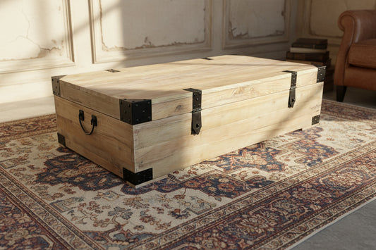 FAIRMONT RECYCLED ELM TRUNK/COFFEE TABLE 160CM IN NATURAL - MyChocolateWood