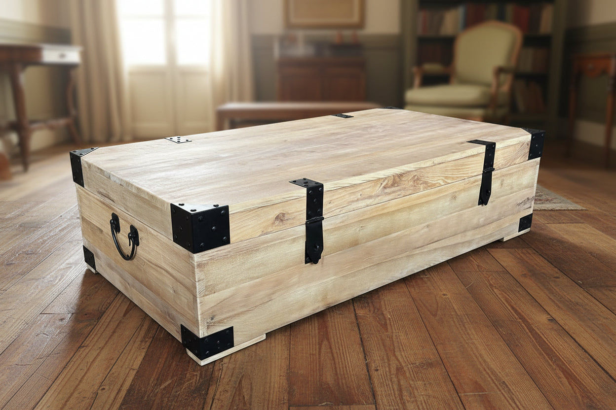FAIRMONT RECYCLED ELM TRUNK/COFFEE TABLE 160CM IN NATURAL - MyChocolateWood