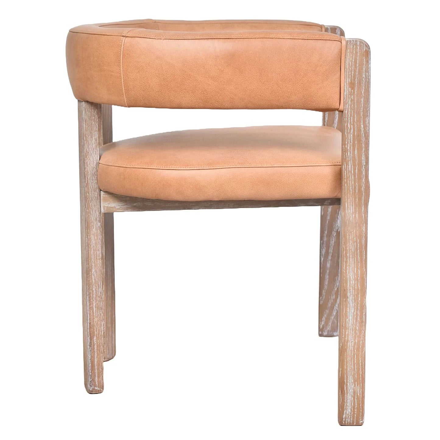FELICE CARAMEL LEATHER DINING CHAIR WITH WHITEWASH LEGS - MyChocolateWood