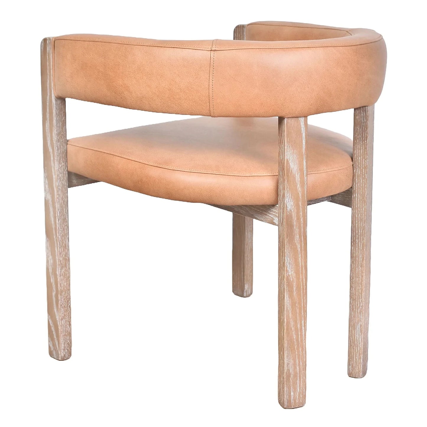 FELICE CARAMEL LEATHER DINING CHAIR WITH WHITEWASH LEGS - MyChocolateWood