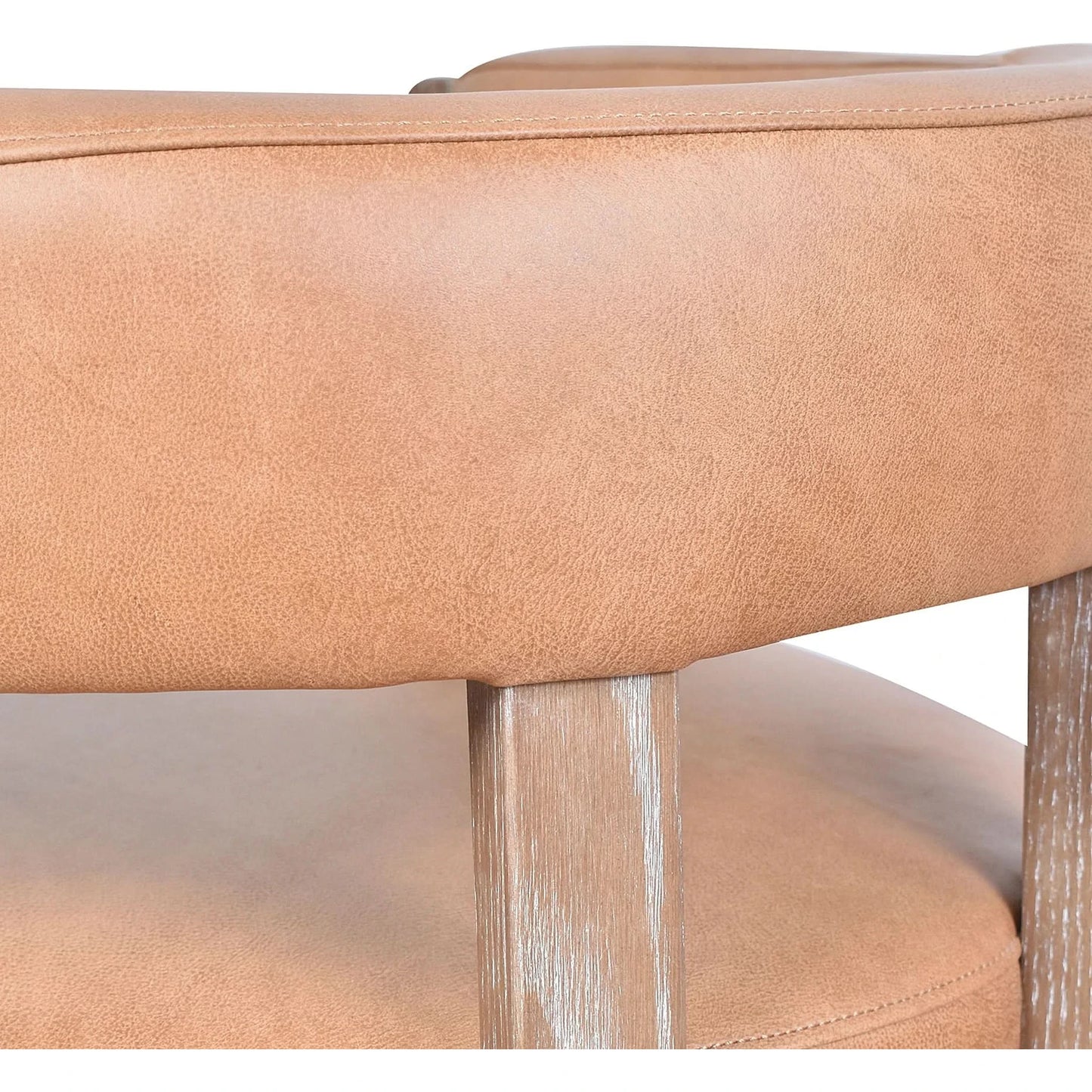 FELICE CARAMEL LEATHER DINING CHAIR WITH WHITEWASH LEGS
