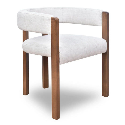 FELICE DOVE GREY LINEN FABRIC DINING CHAIR WITH MARON LEGS - MyChocolateWood