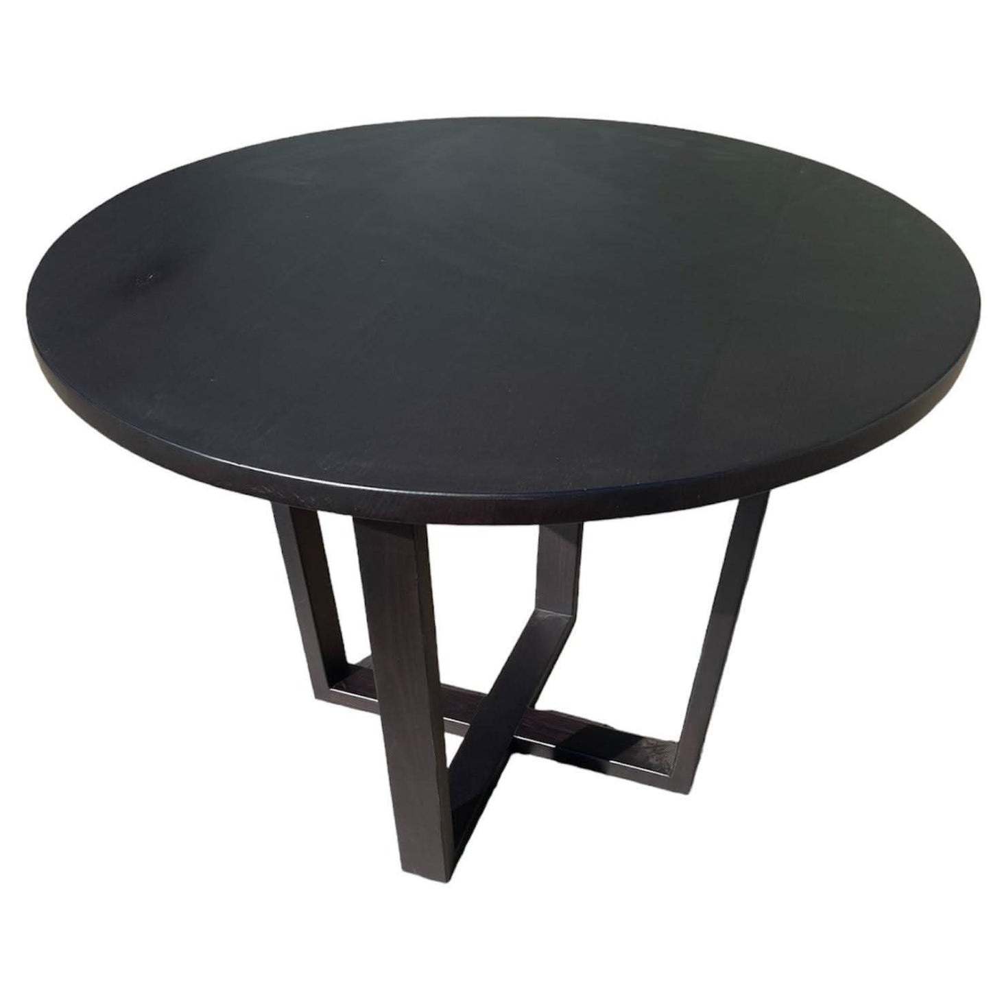 FELLINI ROUND DINING TABLE IN SOLID TASSIE OAK 100CM IN SOLID BLACK - AUSTRALIAN CUSTOM MADE - MyChocolateWood