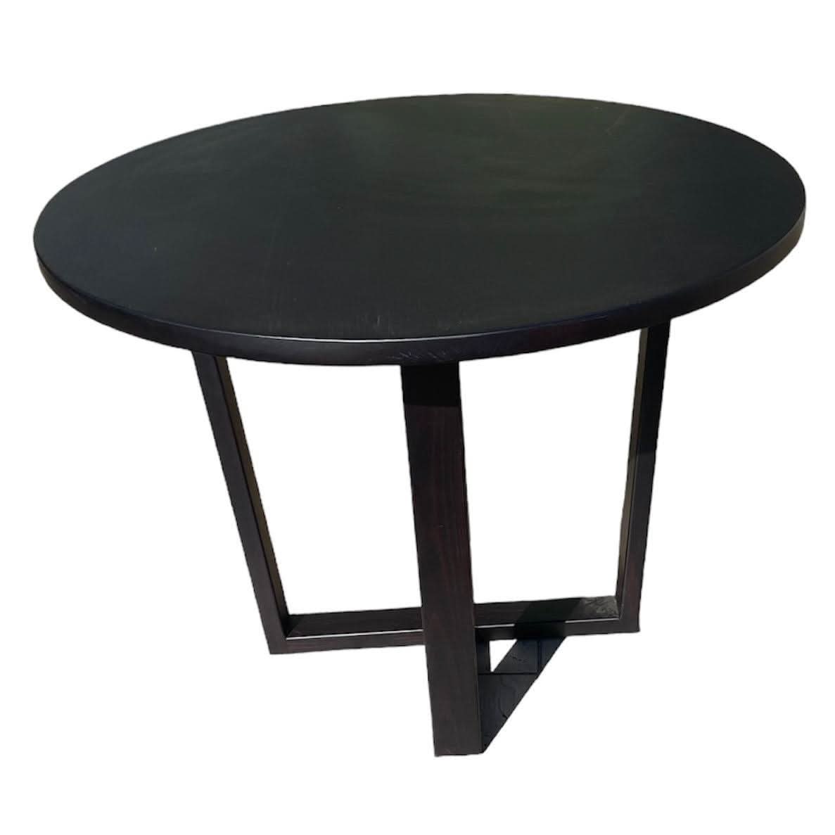 FELLINI ROUND DINING TABLE IN SOLID TASSIE OAK 100CM IN SOLID BLACK - AUSTRALIAN CUSTOM MADE - MyChocolateWood