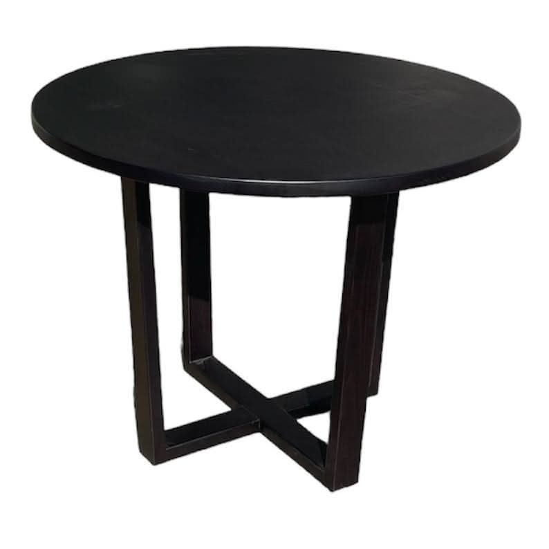 FELLINI ROUND DINING TABLE IN SOLID TASSIE OAK 100CM IN SOLID BLACK - AUSTRALIAN CUSTOM MADE - MyChocolateWood