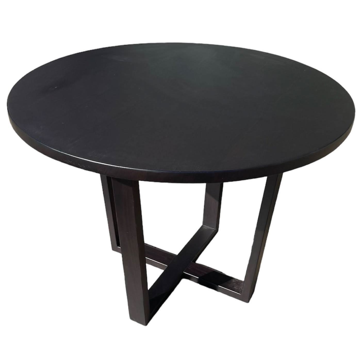 FELLINI ROUND DINING TABLE IN SOLID TASSIE OAK 100CM IN SOLID BLACK - AUSTRALIAN CUSTOM MADE - MyChocolateWood