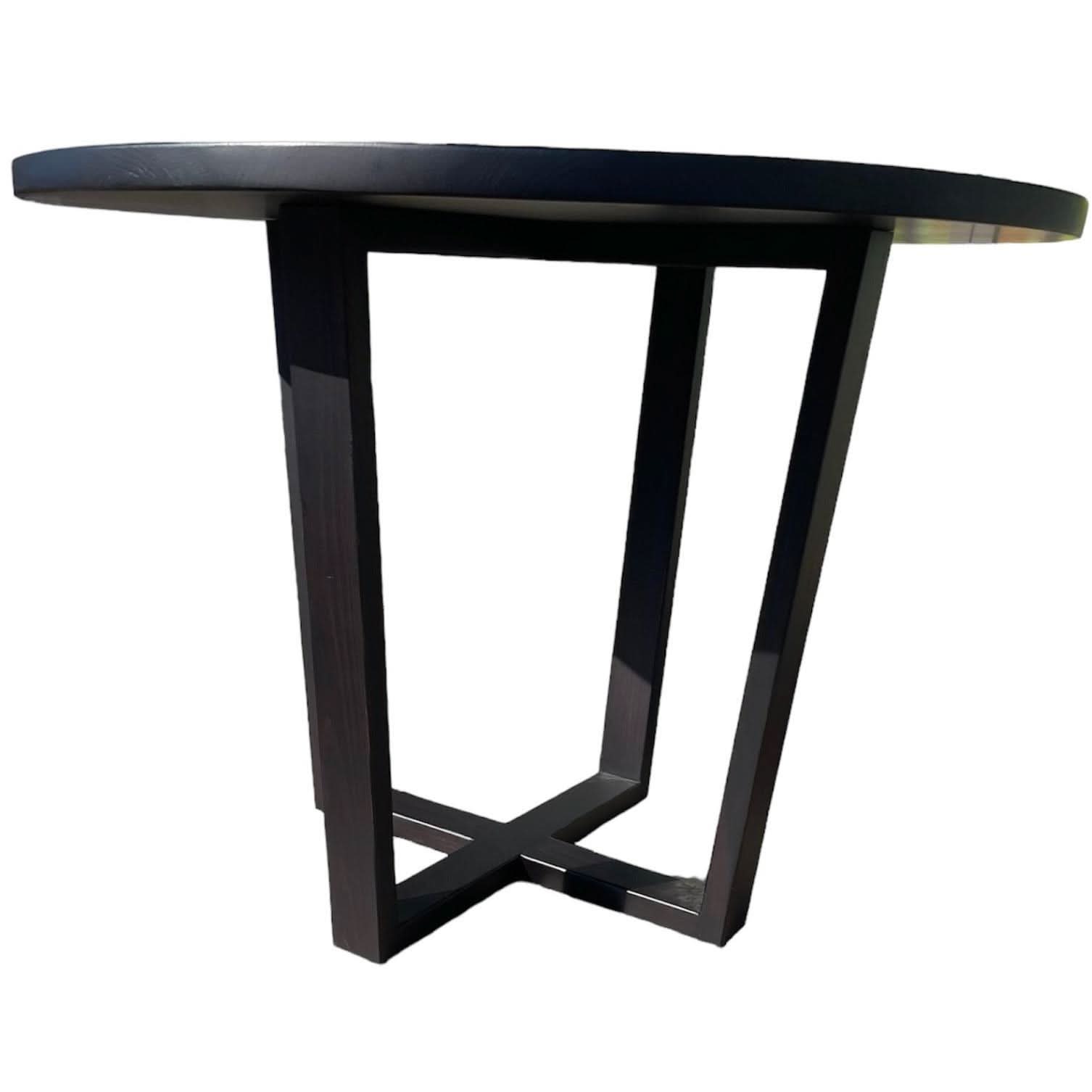 FELLINI ROUND DINING TABLE IN SOLID TASSIE OAK 100CM IN SOLID BLACK - AUSTRALIAN CUSTOM MADE - MyChocolateWood