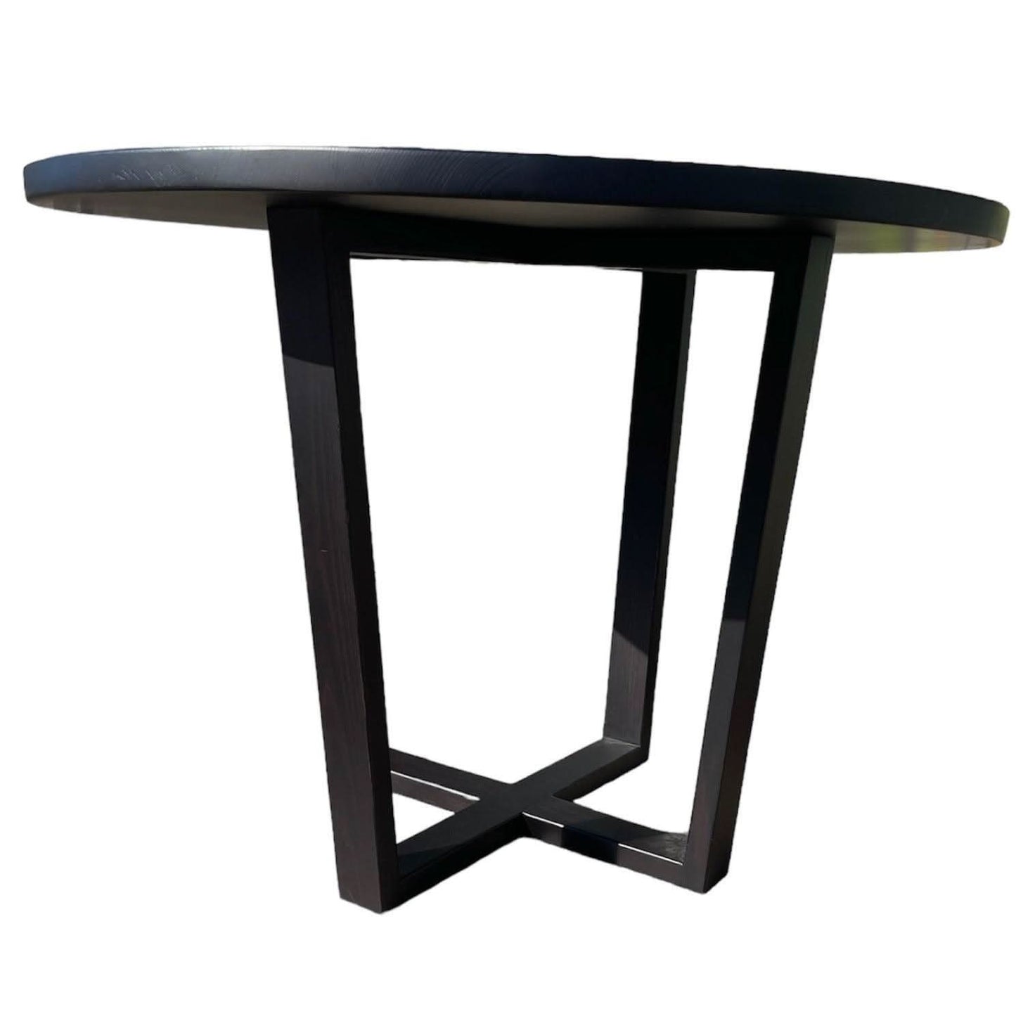 FELLINI ROUND DINING TABLE IN SOLID TASSIE OAK 100CM IN SOLID BLACK - AUSTRALIAN CUSTOM MADE - MyChocolateWood
