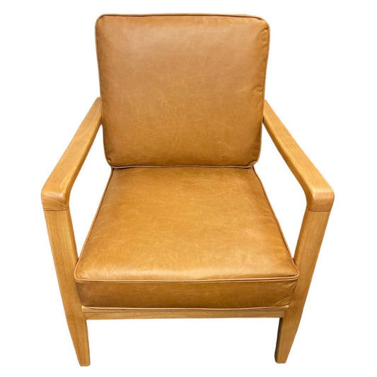 FINN LEATHER BUCKLE ARMCHAIR IN COLOMBIA BROWN - MyChocolateWood