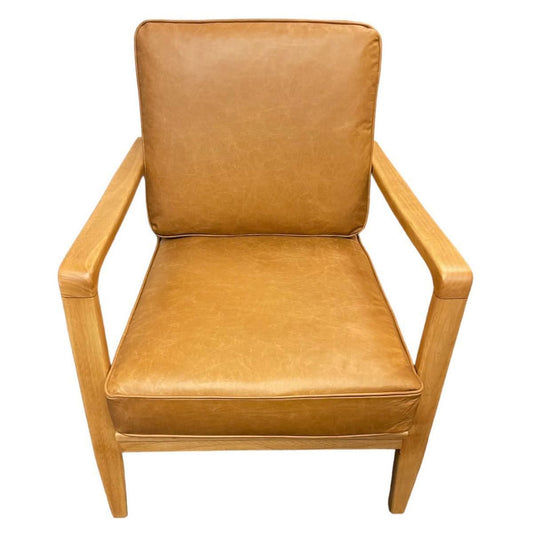 FINN LEATHER BUCKLE ARMCHAIR IN COLOMBIA BROWN