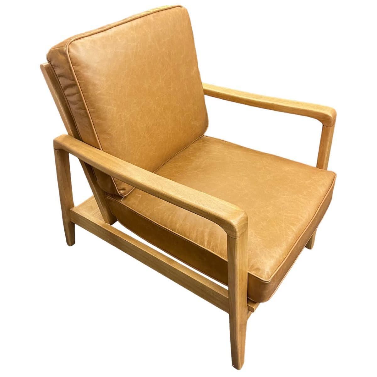 FINN LEATHER BUCKLE ARMCHAIR IN COLOMBIA BROWN - MyChocolateWood