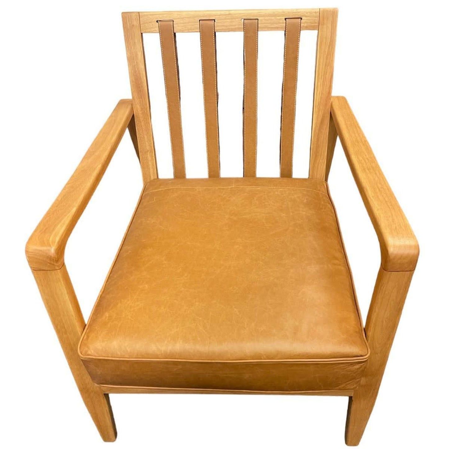 FINN LEATHER BUCKLE ARMCHAIR IN COLOMBIA BROWN