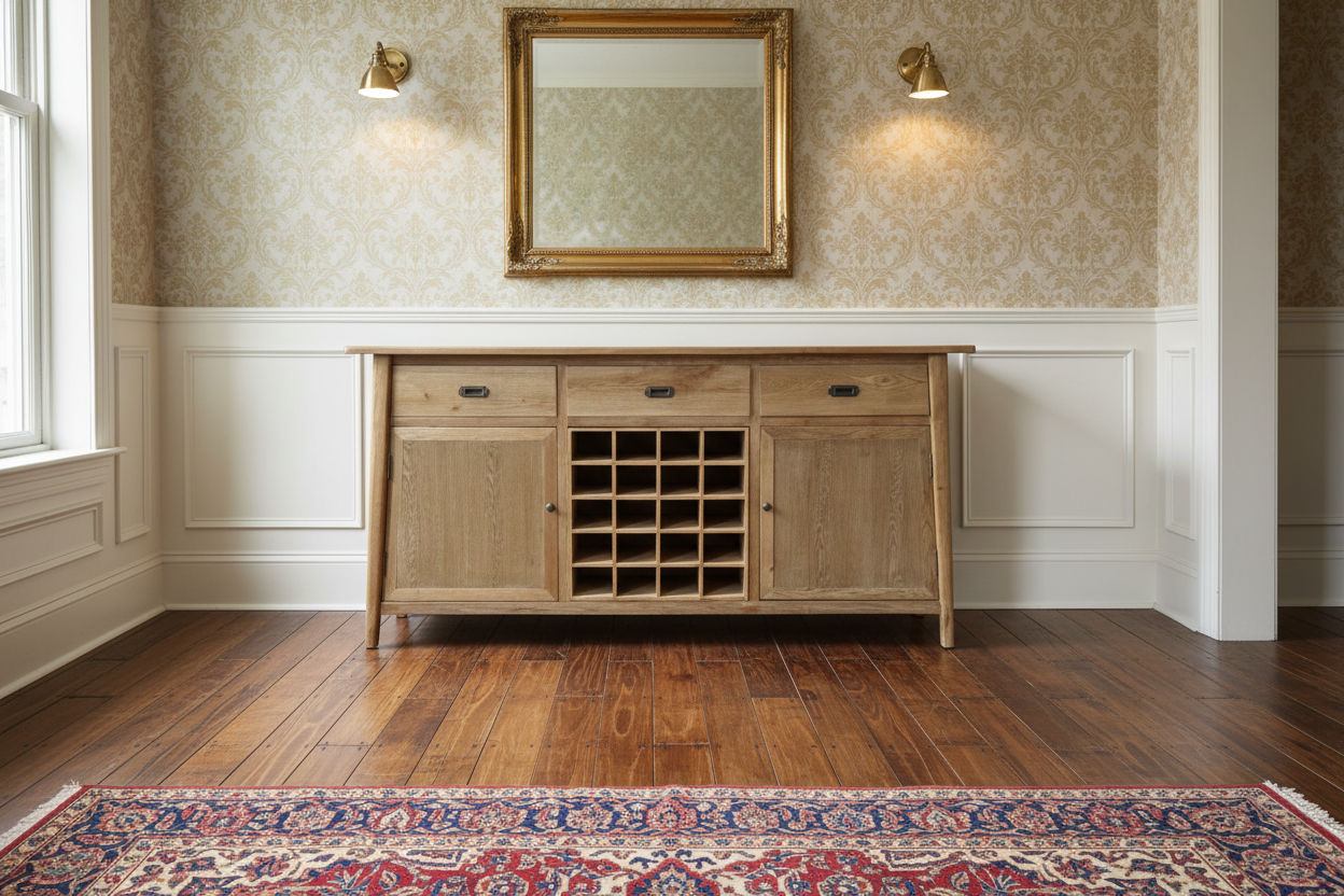 FITAN SOLID OAK SIDEBOARD/BUFFETW/ 20 BOTTLE WINE RACK 3 DRAWER 2-DOOR 180CM - MyChocolateWood