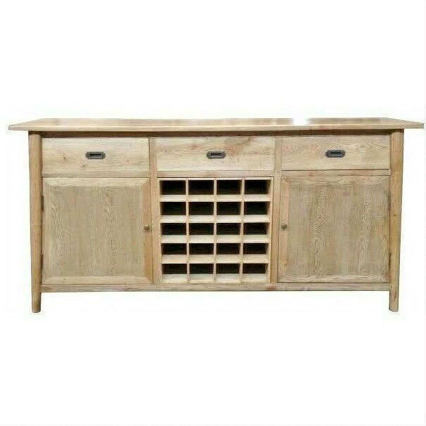 Fitan Solid Oak Sideboard / Buffet with 20 Bottle Wine Rack 180cm in Natural - Chocolate Wood