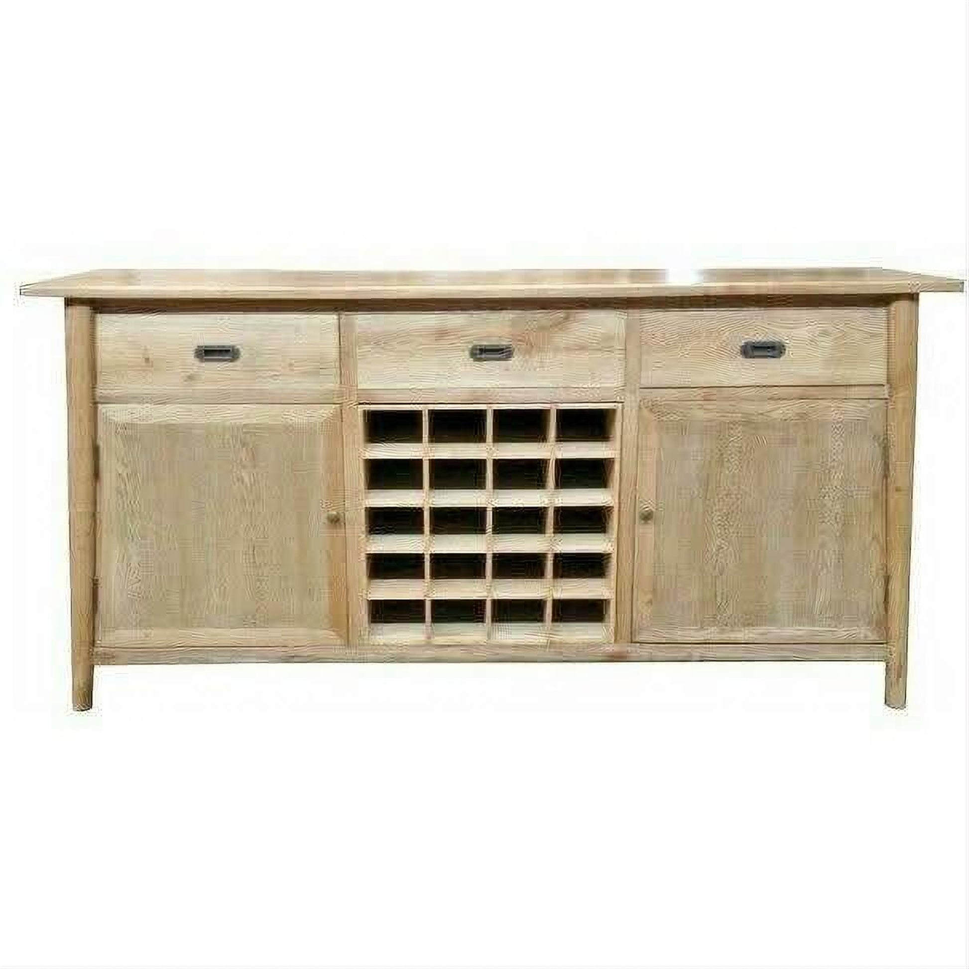 Fitan Solid Oak Sideboard / Buffet with 20 Bottle Wine Rack 180cm in Natural - Chocolate Wood