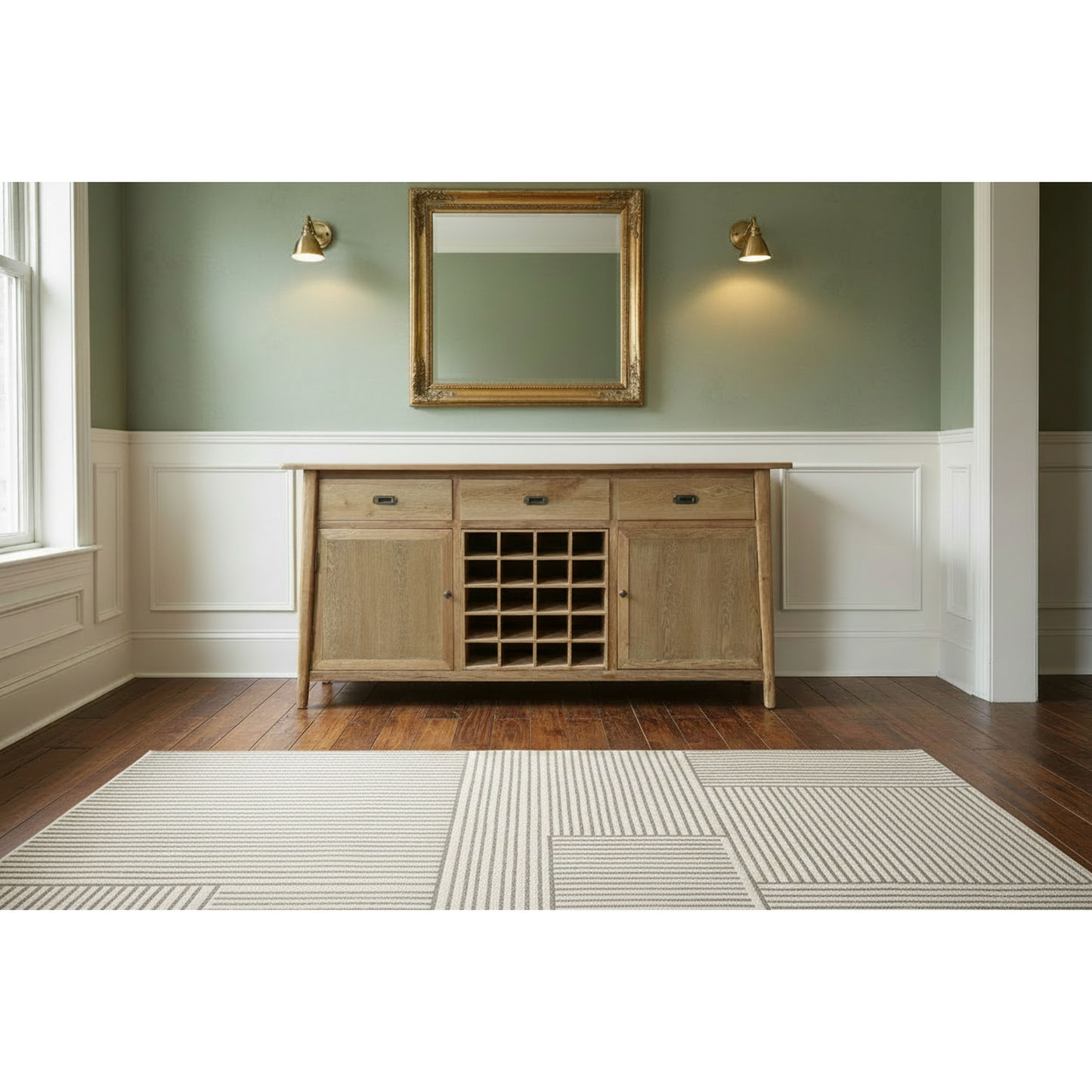 Fitan Solid Oak Sideboard / Buffet with 20 Bottle Wine Rack 180cm in Natural - Chocolate Wood