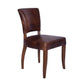 FLAMENGO WAXED AGED LEATHER DINING CHAIR IN MARON GOLD STUD DETAILING - MyChocolateWood