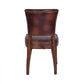 FLAMENGO WAXED AGED LEATHER DINING CHAIR IN MARON GOLD STUD DETAILING - MyChocolateWood