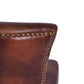 FLAMENGO WAXED AGED LEATHER DINING CHAIR IN MARON GOLD STUD DETAILING - MyChocolateWood