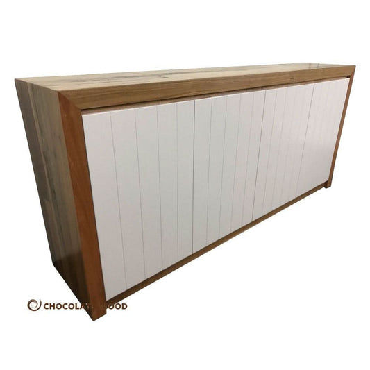 FLAMINGO RECYCLED HARDWOOD 4 DOOR BUFFET/SIDEBOARD IN WHITE POLYURETHANE - MyChocolateWood