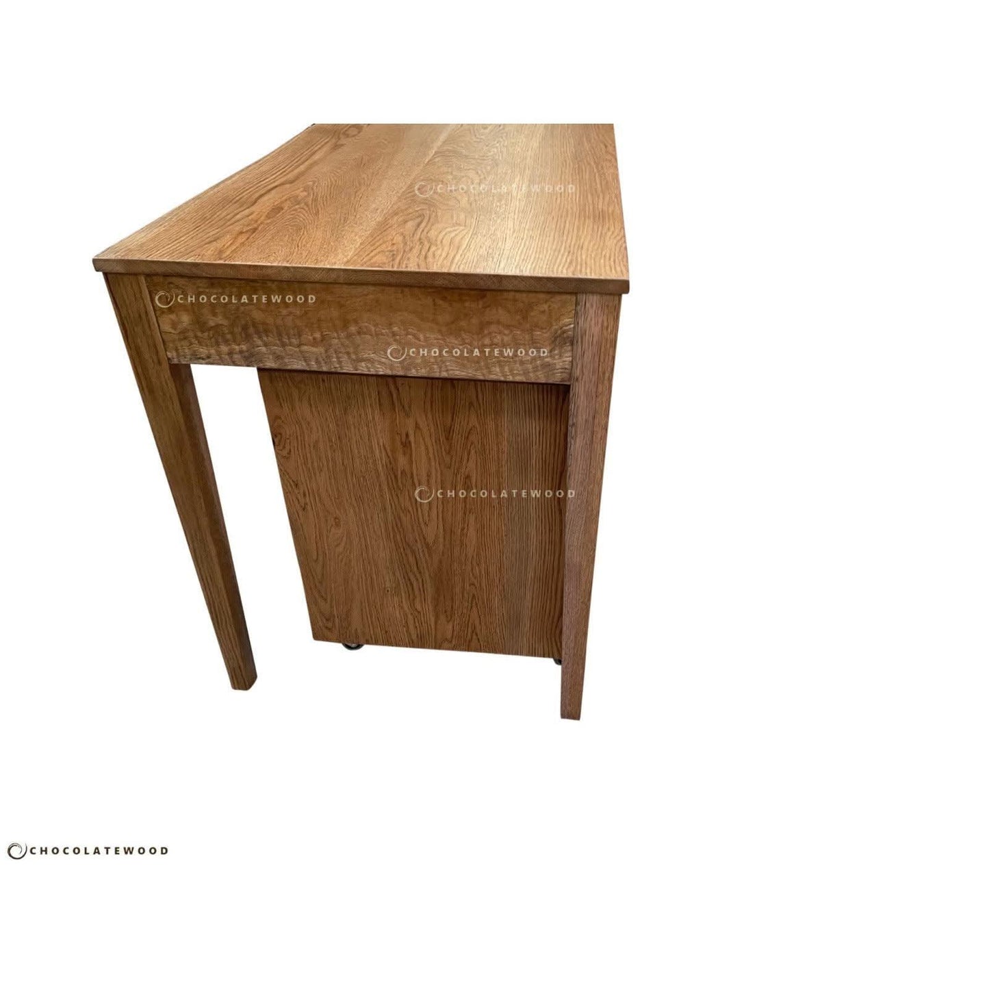 Solid American oak Florence desk and filing cabinet by MyChocolateWood, showcasing a sleek, natural wood finish.
