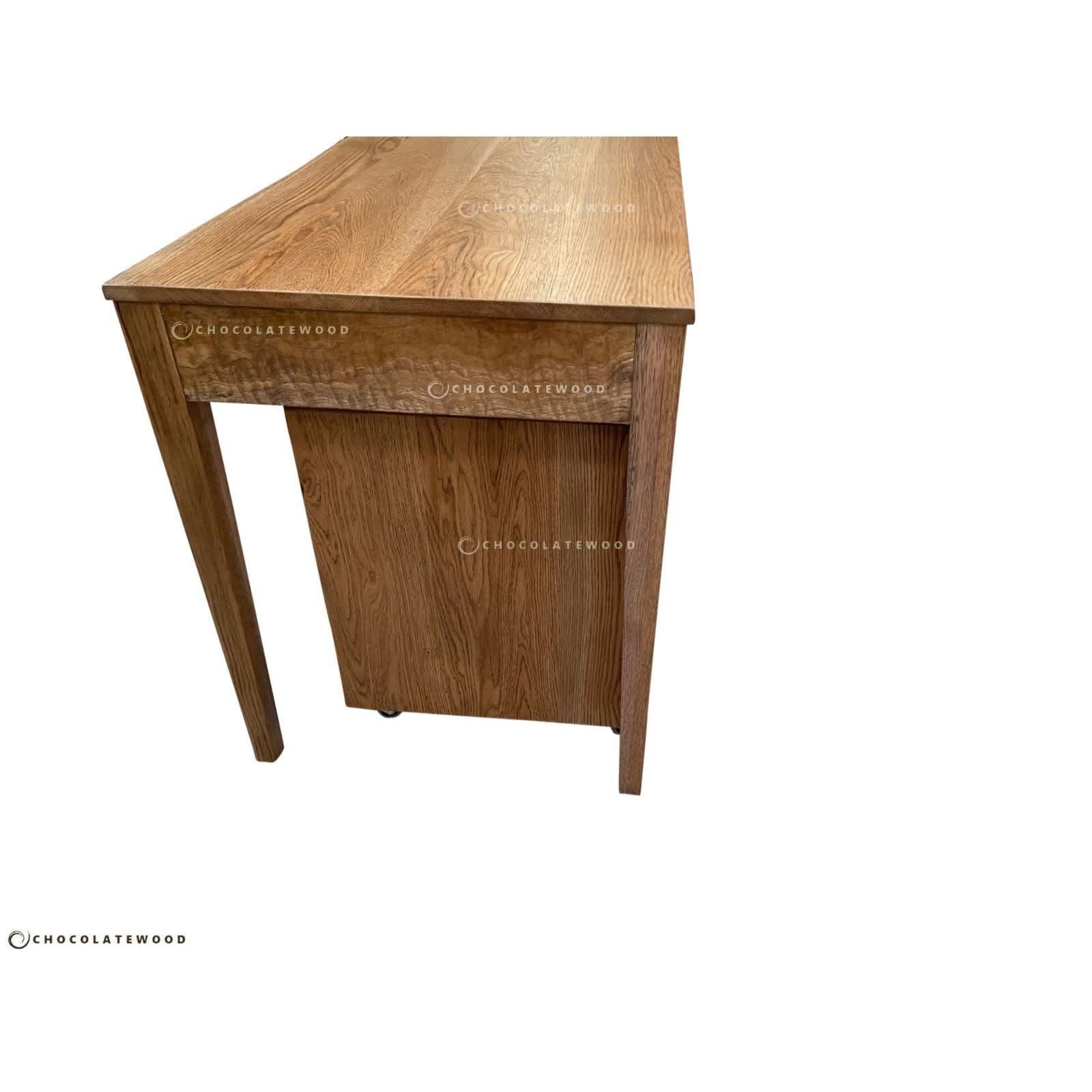 Solid American oak Florence desk and filing cabinet by MyChocolateWood, showcasing a sleek, natural wood finish.