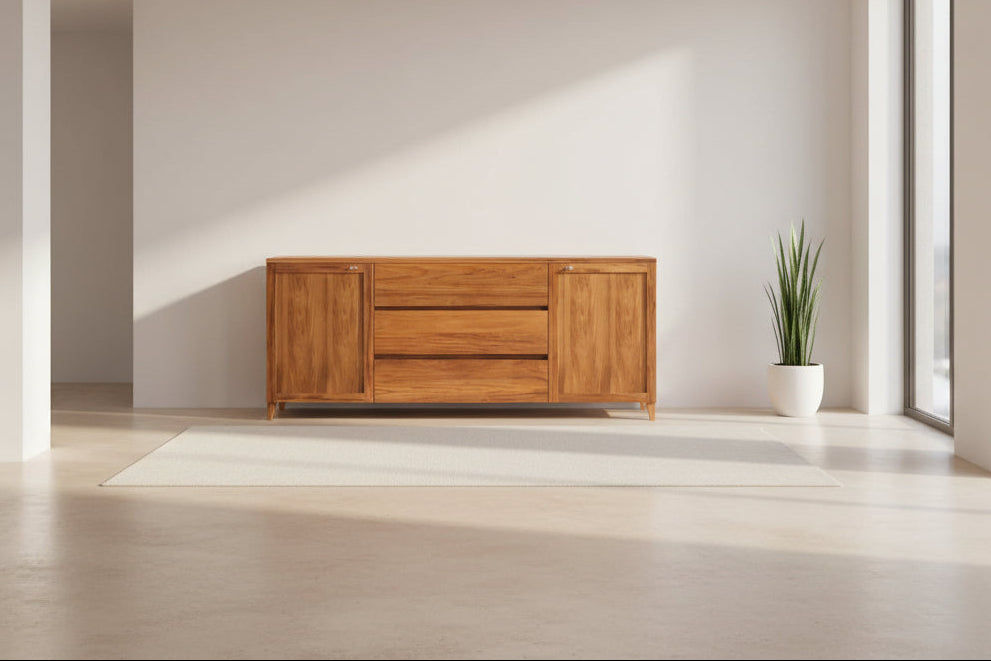 FLORINA BLACKWOOD BUFFET/SIDEBOARD 2 DOORS 3 DRAWERS NATURAL 180CM - MyChocolateWood