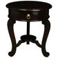 Francis Cabriole Leg Solid Mahogany Round Lamp Table in Chocolate - Chocolate Wood