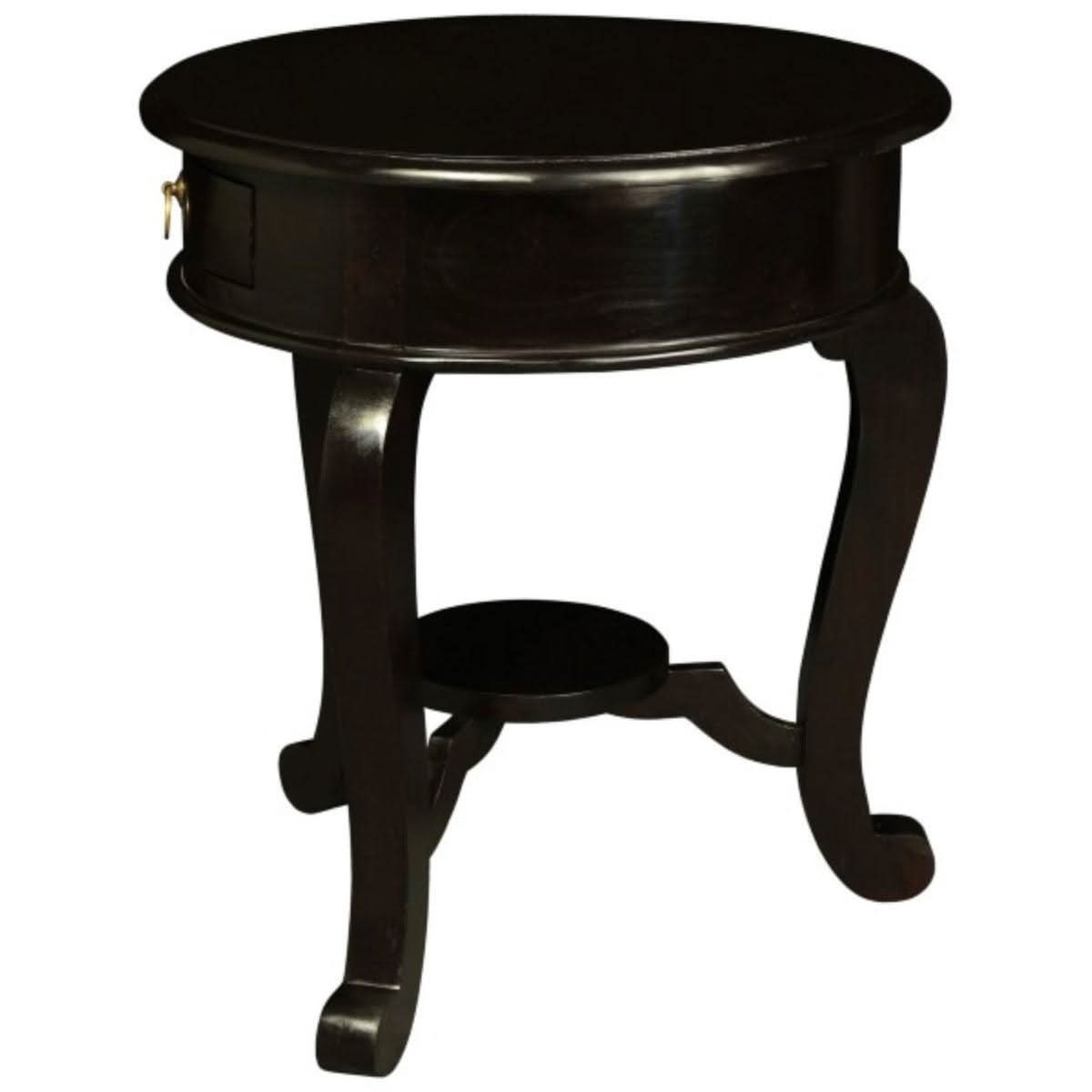 FRANCIS CABRIOL LEG SOLID MAHOGANY TIMBER ROUND LAMP TABLE- CHOCOLATE - MyChocolateWood