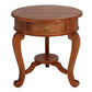 Francis Cabriole Leg Solid Mahogany Round Lamp Table in Light Pecan - Chocolate Wood
