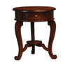 FRANCIS CABRIOL LEG SOLID MAHOGANY TIMBER ROUND LAMP TABLE- MAHOGANY