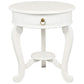 FRANCIS CABRIOL LEG SOLID MAHOGANY TIMBER ROUND LAMP TABLE- WHITE - MyChocolateWood