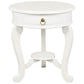 Francis Cabriole Leg Solid Mahogany Round Lamp Table in White - Chocolate Wood