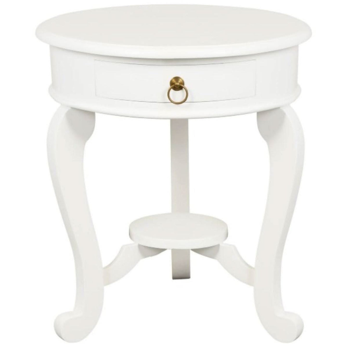 Francis Cabriole Leg Solid Mahogany Round Lamp Table in White - Chocolate Wood