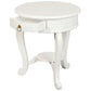 FRANCIS CABRIOL LEG SOLID MAHOGANY TIMBER ROUND LAMP TABLE- WHITE - MyChocolateWood