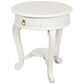 FRANCIS CABRIOL LEG SOLID MAHOGANY TIMBER ROUND LAMP TABLE- WHITE - MyChocolateWood
